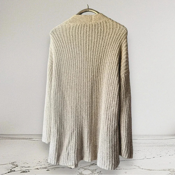 EILEEN FISHER Peruvian Organic Cotton Boucle Thigh Length Cardigan Wheat Size S - Picture 8 of 11